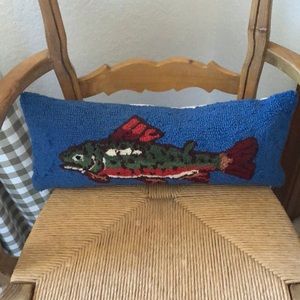 Steelhead Trout Hand Hooked Wool Decorative  Pillow